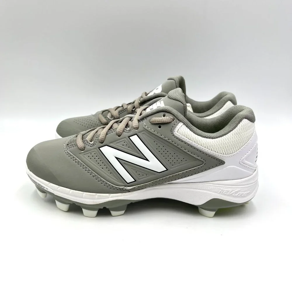 NEW BALANCE Womens Size 5 4040V1‎ Gray White Low Cut Softball Cleats Shoes